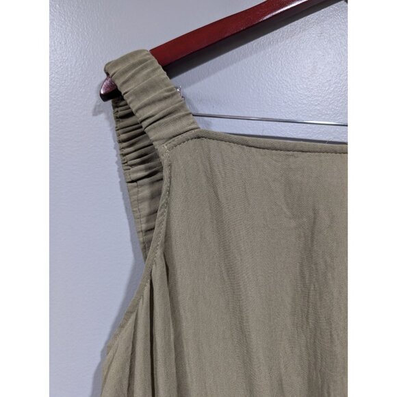 ASOS Design Women's Sleeveless Tiered Dress Olive Green Midi Elastic Waist Sz 18 - Picture 7 of 16